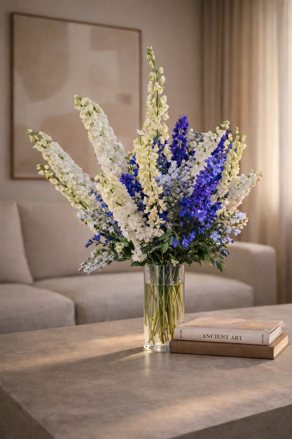 Cristal con delphinium